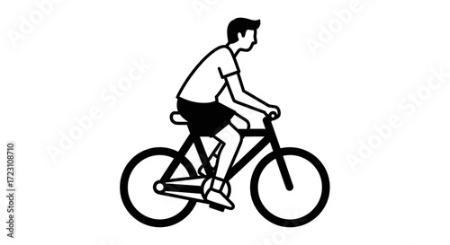Minimalist Illustration of a Cyclist Riding a Bicycle on a White Background Simple and Clean Design