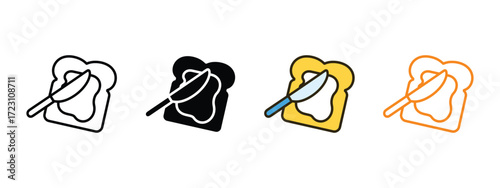 Slice of buttered bread and knife icon vector. breakfast menus, recipe cards, or healthy eating campaigns to grab attention and generate appetite appeal symbol. vector illustration.