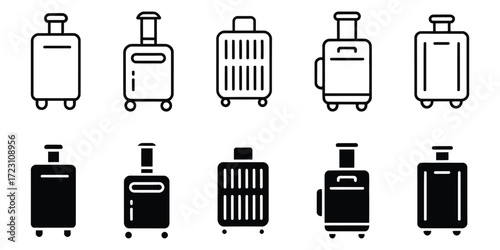 Suitcase icon vector. travel websites, apps, and packing guides, conveying wanderlust and vacation vibes symbol. vector illustration.
