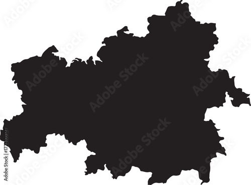 Detailed silhouette map of a unique landmass region for geographic representation and design