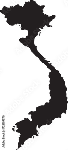 Silhouette map of vietnam country shape black geographical outline for travel and tourism