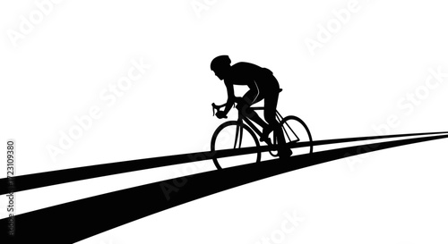 Cyclist in Silhouette: A graphic representation of speed and endurance on the road