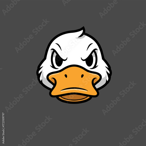 "Duck Mascot Logo – Angry Cartoon Duck Head Vector"