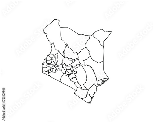 Kenya administrative map black and white