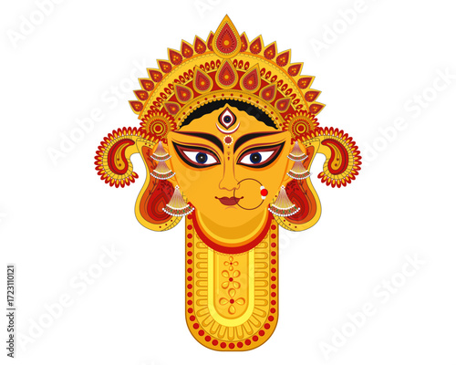 face of goddess durga maa for happy navratri durga puja festival of india vector illustration