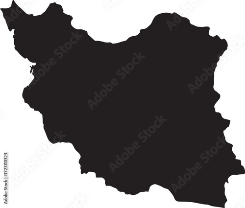 Silhouette map of iran country shape geography middle east borders landmark national