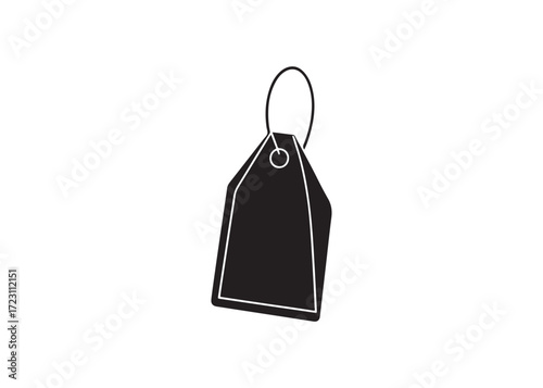Single Black Tea Bag Icon; Minimalist, Simple, Clean Design; Beverage Graphic.