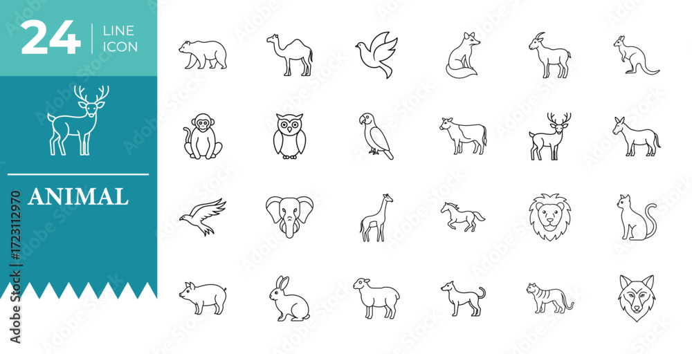 Fototapeta premium Animal Icon Illustration for Wildlife and Pets