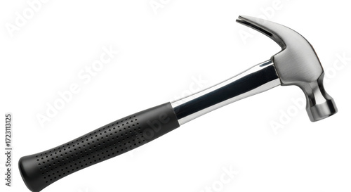 Cuadro en lienzo Isolated claw hammer close-up shot showing the tool's design and rubber handle f
