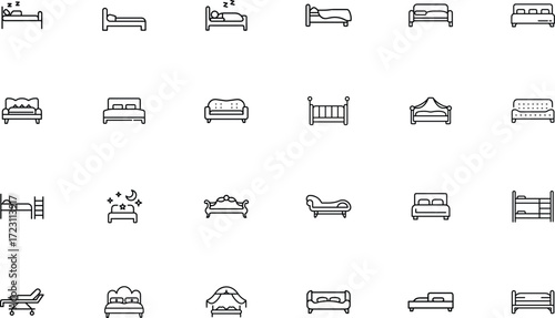 Bed Icon Vector for Furniture and Interior Design