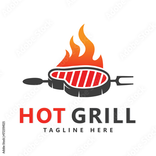 Barbecue grill logo template