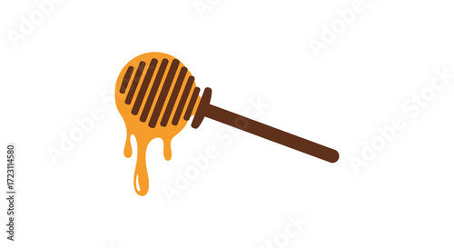 A dripping honey dipper presented in a flat bold silhouette