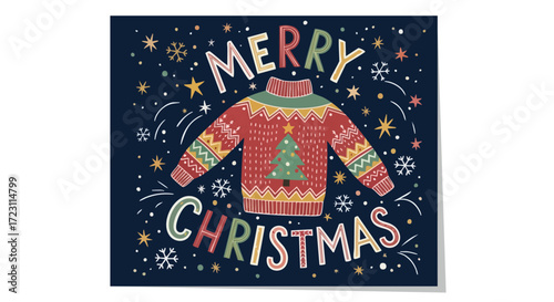 Spread festive cheer with this delightful Merry Christmas sweater design perfect for holiday cards, social media posts, and seasonal marketing campaigns