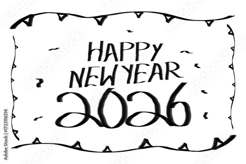 Happy New Year 2026 Handmade Text Transparent PNG