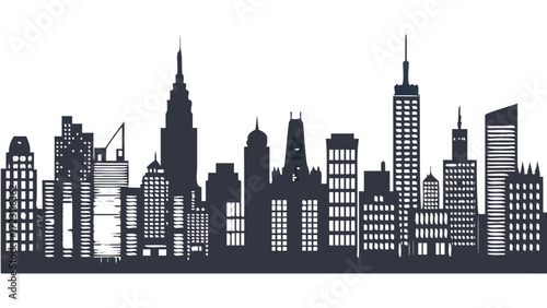 Modern city skyline silhouette, a dynamic urban landscape with iconic buildings, perfect for showcasing growth, progress, and contemporary design elements