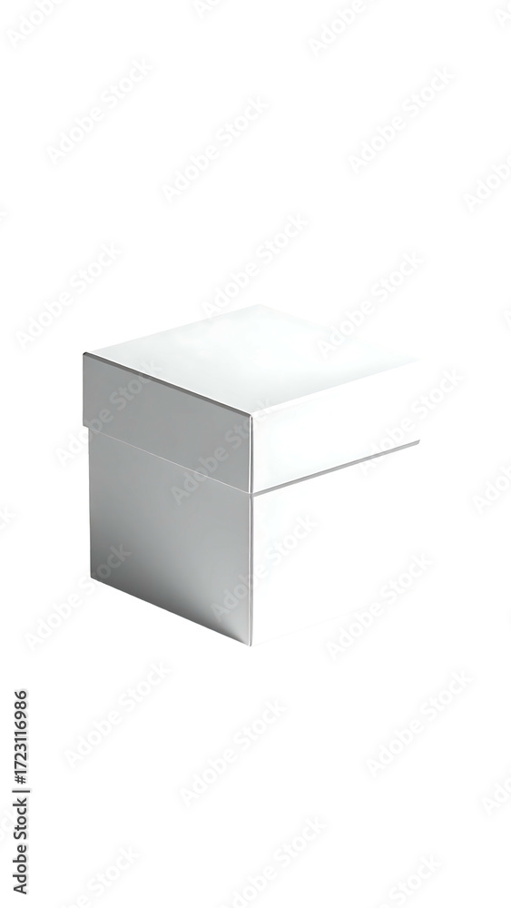 Fototapeta premium A small, square, white cardboard gift box with a lid, presented against a black background, appearing simple and clean