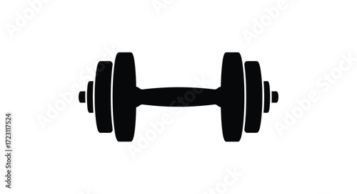 Black dumbbell icon depicting strength and fitness a bold silhouette
