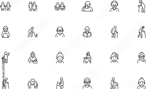 Elder People Icon Vector for Senior Care and Family