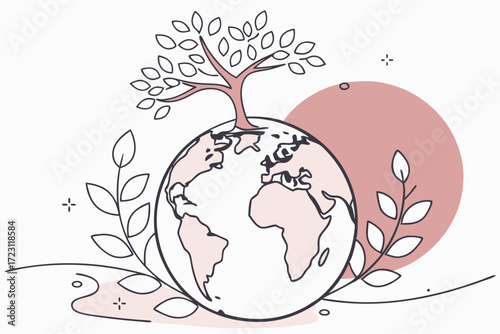 Tree Growing from Earth