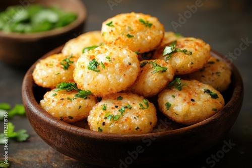 Crispy Sabudana Vada Served with Chutney– Traditional Indian Fritters Popular During Fasting Days Photo.