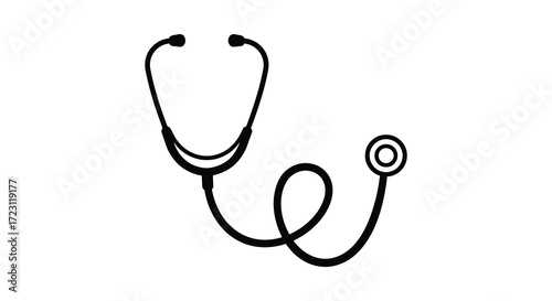 Simple black and white illustration of a stethoscope design silhouette