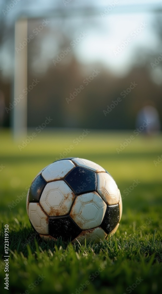 Obraz premium Soccer ball sitting on the grass in the field
