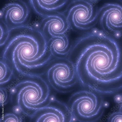 Abstract cosmic swirls with soft glowing stars in a deep purple background, ideal for digital art