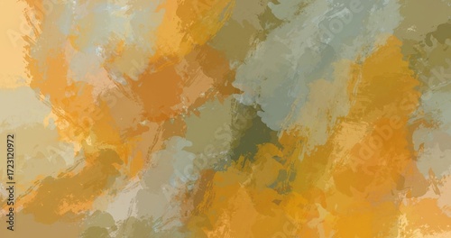 Nature-inspired Wild Honey abstract background with pastel deep green, sage green, pumpkin orange, orange pastel, and light blue hues. Ideal for eco-friendly projects and autumn visuals.