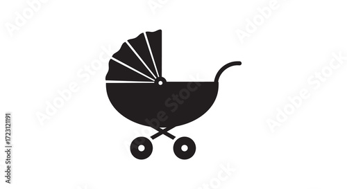 Simple black outline of a baby stroller a stylish silhouette