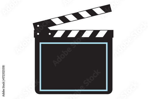 A black film clapperboard with white diagonal stripes on the sticks, isolated on Transparent Background