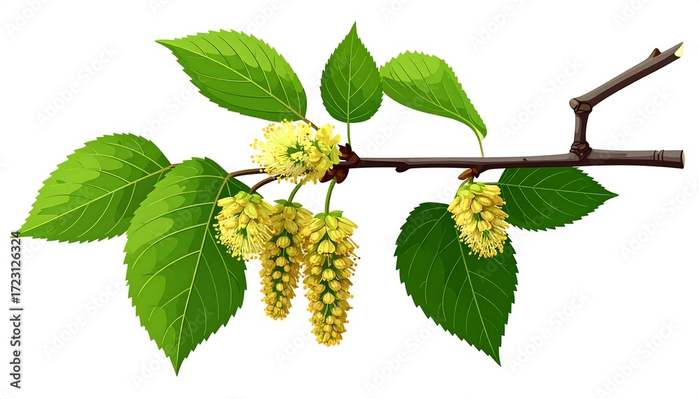 Fototapeta premium Branch with blossoms and leaves