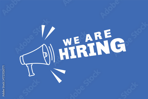 we are hiring job announcement template with megaphone