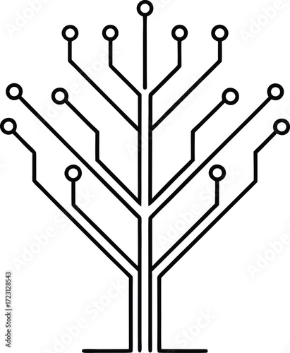 digital tree with circuit branches line art design