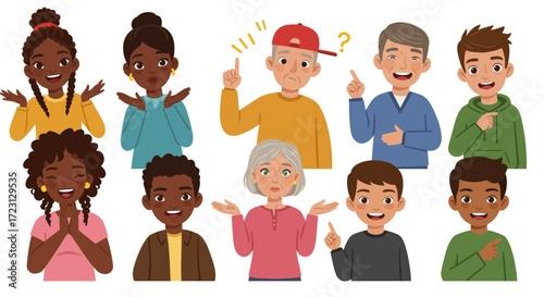 Diverse group of smiling people portraits.