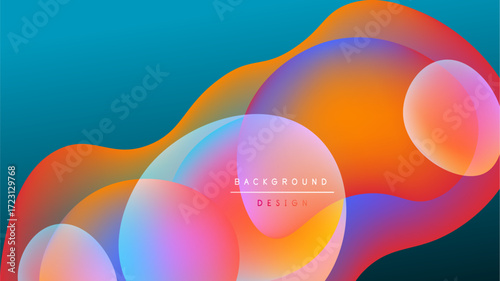 Abstract fluid shapes blend vibrant colors. Gradient transitions create dynamic visual effect. Modern design element for backgrounds.