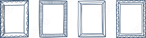 hand drawn picture frames, decorative borders, vintage frame set, zigzag edge, scalloped design, minimalist rectangular outlines