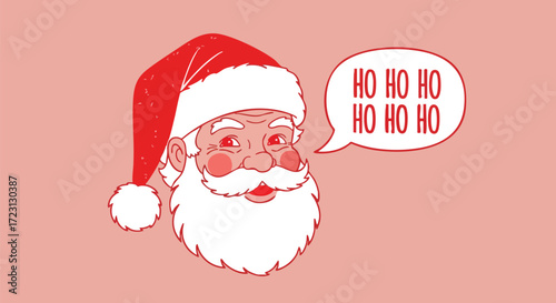 Jolly Santa Claus with festive 'Ho Ho Ho' greeting, perfect for cheerful holiday marketing and seasonal celebrations
