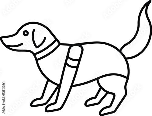 dog with rocket jetpack line art illustration