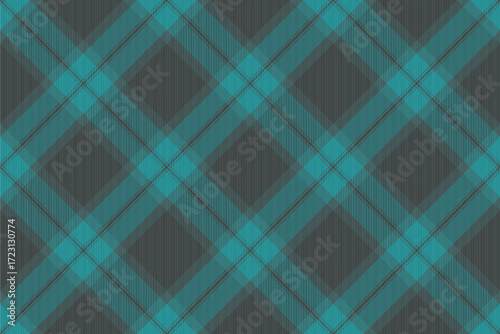 Quiet vector texture textile, father pattern seamless background. Checked plaid fabric check tartan in cyan and grey colors.