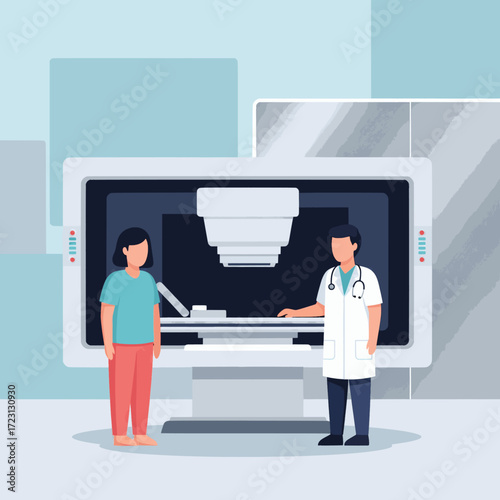 Medical Examination Doctor Explaining Procedure to Patient in a Hospital Setting