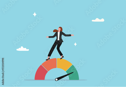 Productivity or work efficiency, employee performance or skill for work accomplishment, multitasking work or success talent concept, smart businesswoman on high performance handle multitasks.