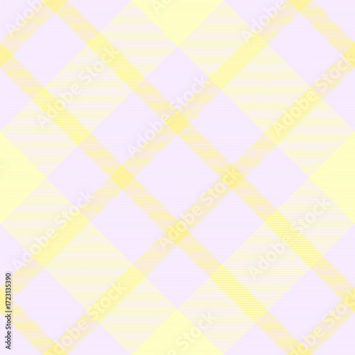 Pastel plaid pattern. Light yellow and pale purple create a gentle, classic design. Use for backgrounds, textiles, or a fresh, calming visual accent.