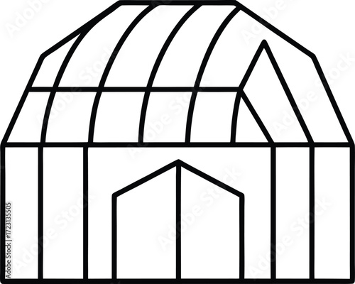 futuristic greenhouse farm line art illustration