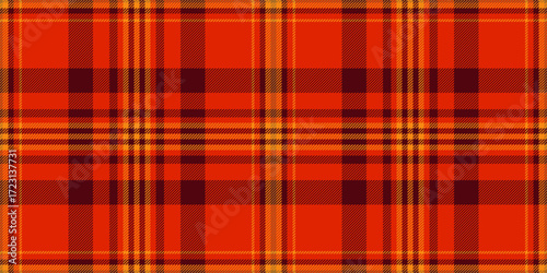 Vibrant autumnal plaid pattern in fiery orange, deep maroon, and golden hues.  Perfect for fallthemed designs, textiles, apparel, or website backgrounds.