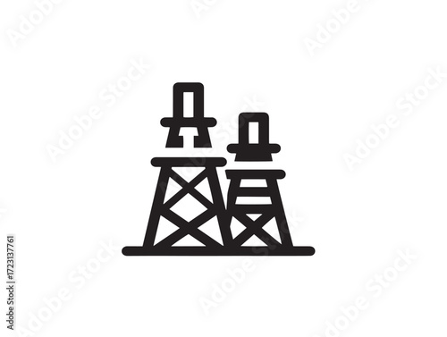 Industry Icon in Stylish Elegant Minimal Vector Line Artwork Illustration