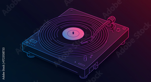 Vetor de toca-discos de vinil retrô – Ilustração de disco giratório