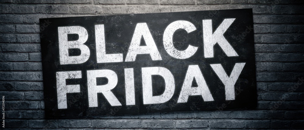 Obraz premium The Black Friday Sale Banner Against a Textured Brick Wall