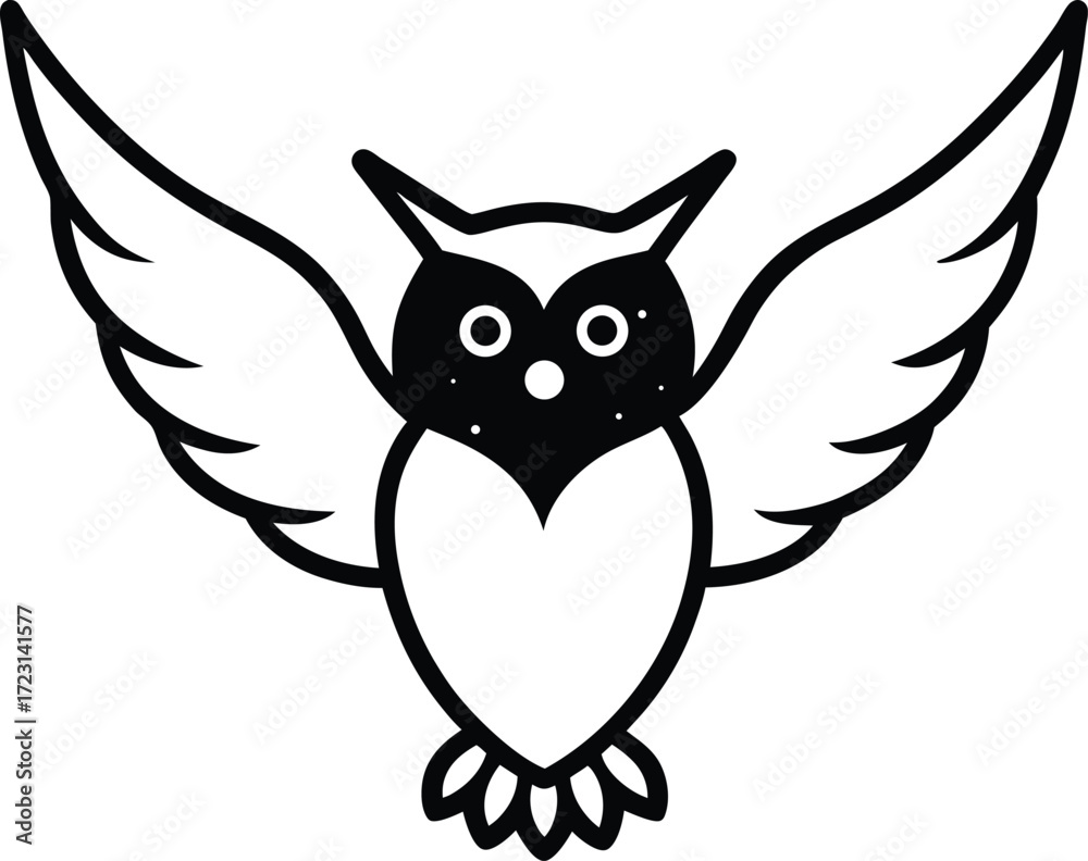 Obraz premium owl galaxy wings line art illustration
