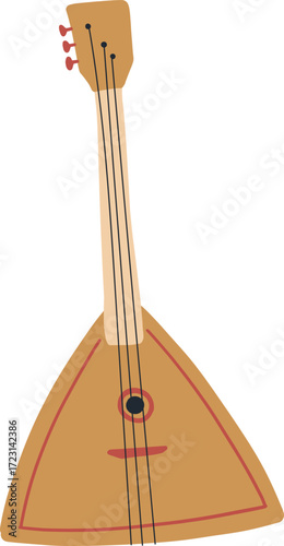 A stylized balalaika with a triangular body and three strings