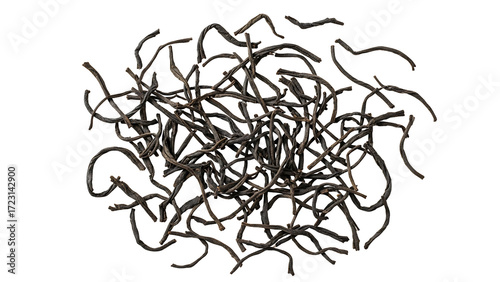 Dried, tangled tea leaves